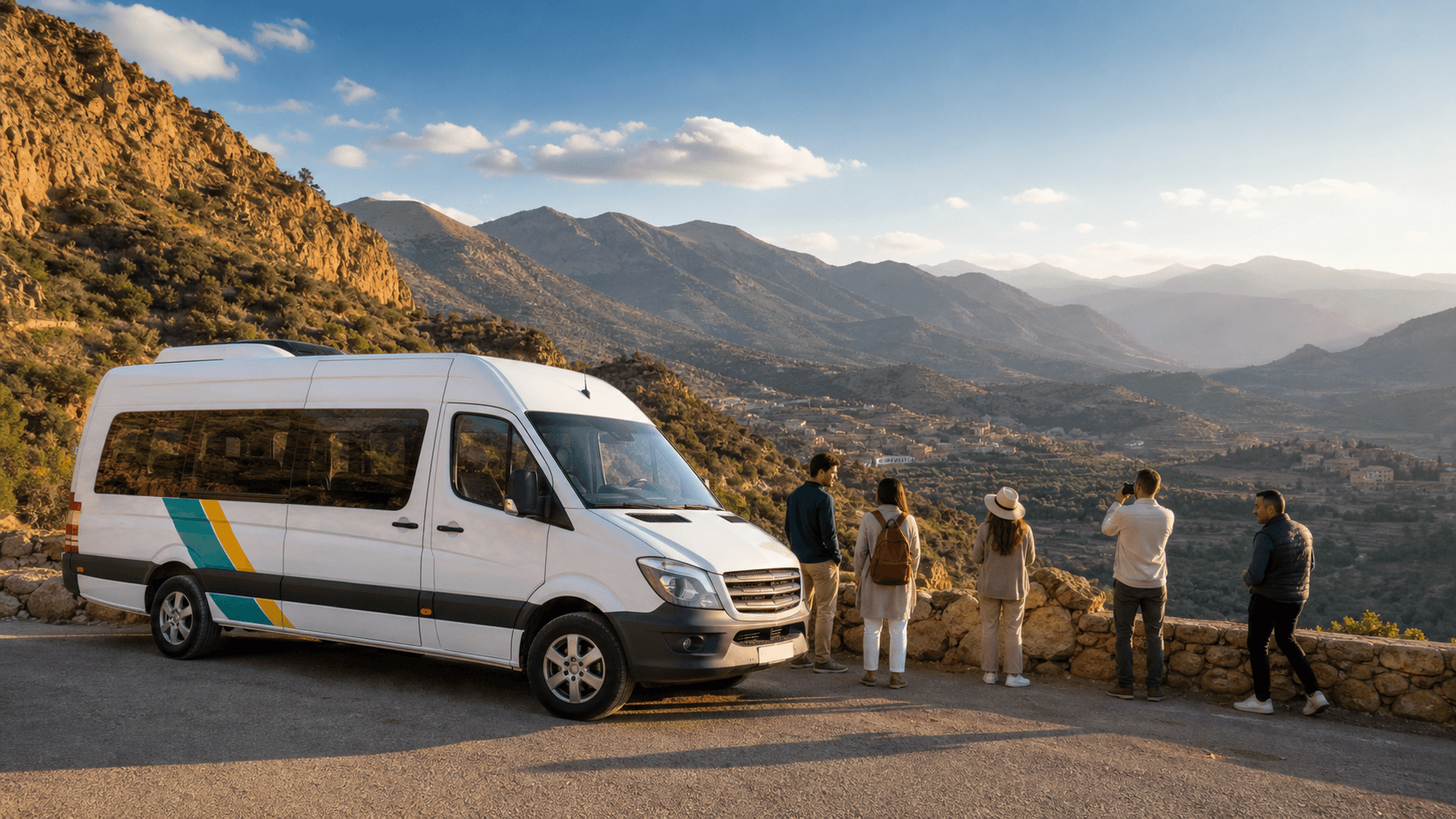 Private daytrip route stop overlooking Moroccan mountains